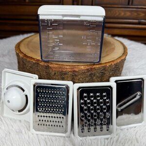 Vintage 6pc Mini Portable Grater Storage Container with Multi Grating Elements